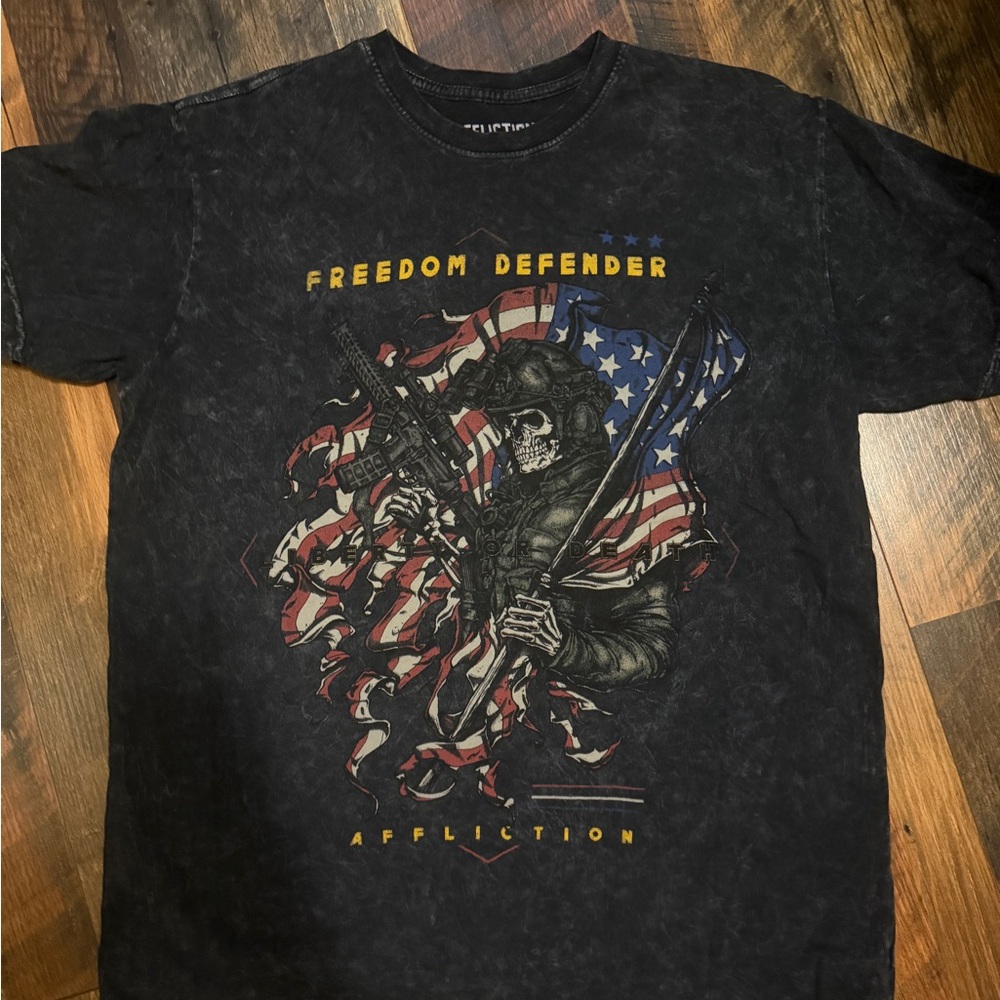 Affliction Black Short Sleeve Graphic Tee size M